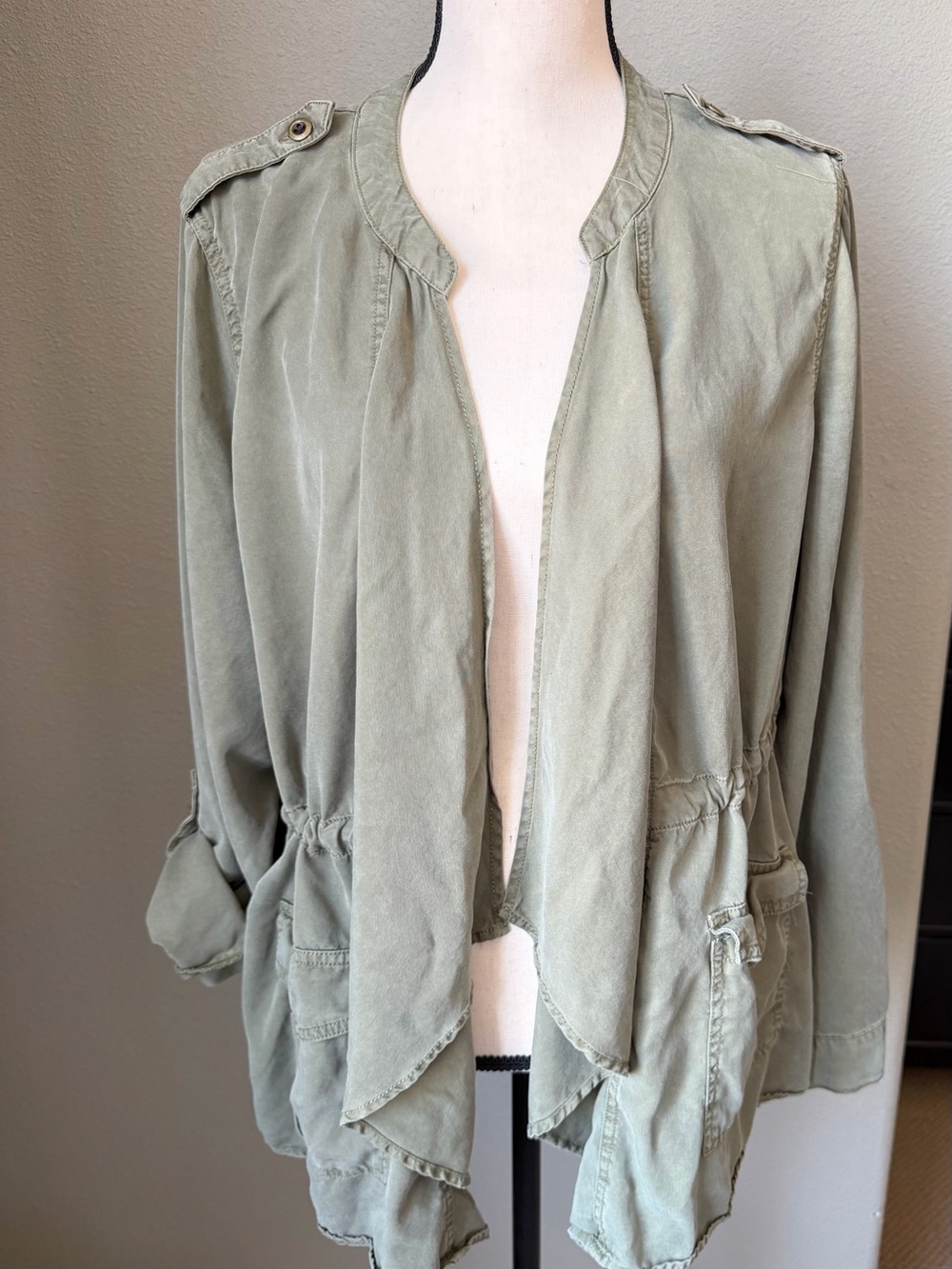 Knox Rose Light Olive Utility Jacket with Drawstring Waist